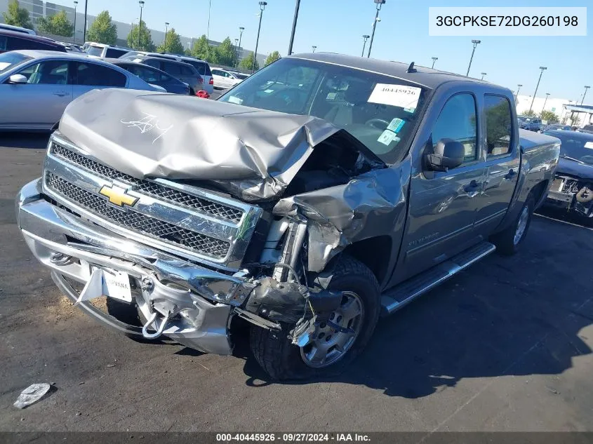 2013 Chevrolet Silverado K1500 Lt VIN: 3GCPKSE72DG260198 Lot: 40445926