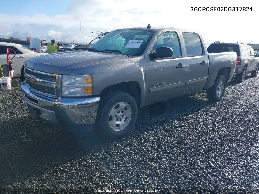 2013 Chevrolet Silverado 1500 Lt VIN: 3GCPCSE02DG317824 Lot: 40845005