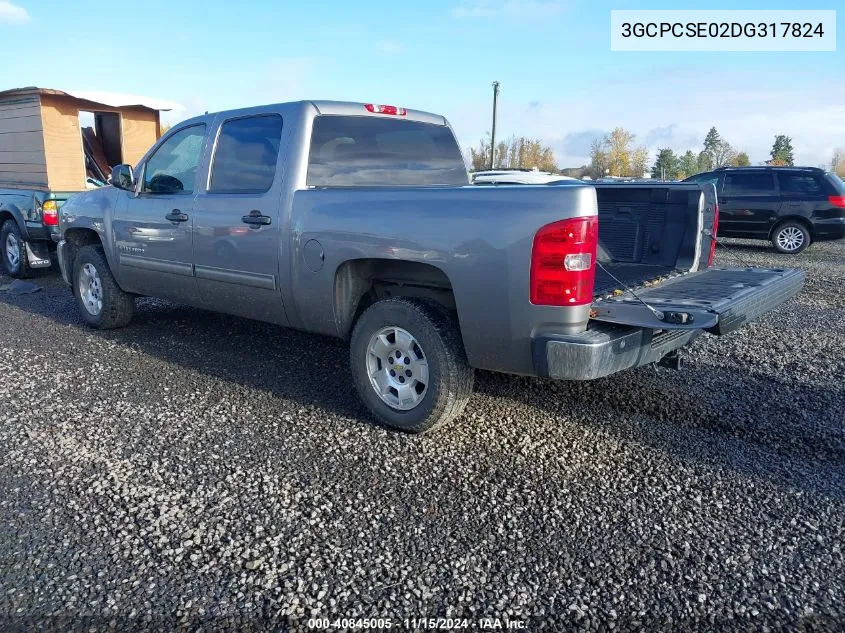 2013 Chevrolet Silverado 1500 Lt VIN: 3GCPCSE02DG317824 Lot: 40845005