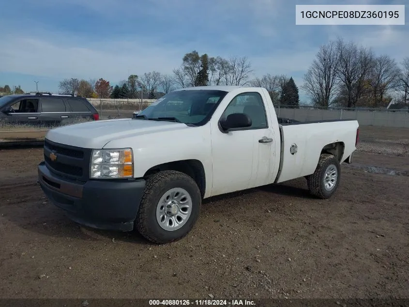 2013 Chevrolet Silverado Work Truck VIN: 1GCNCPE08DZ360195 Lot: 40880126