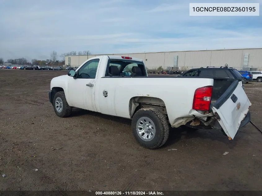 2013 Chevrolet Silverado Work Truck VIN: 1GCNCPE08DZ360195 Lot: 40880126