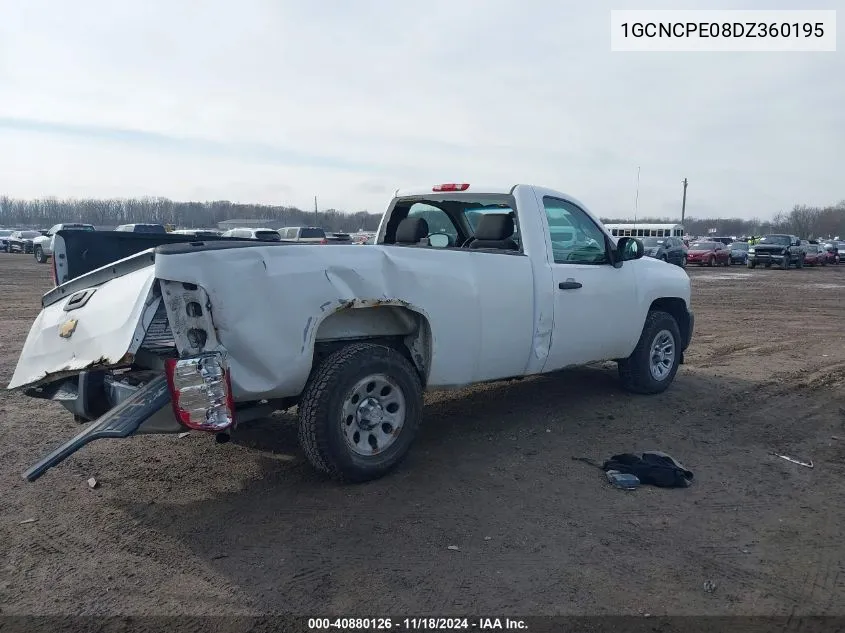 2013 Chevrolet Silverado Work Truck VIN: 1GCNCPE08DZ360195 Lot: 40880126