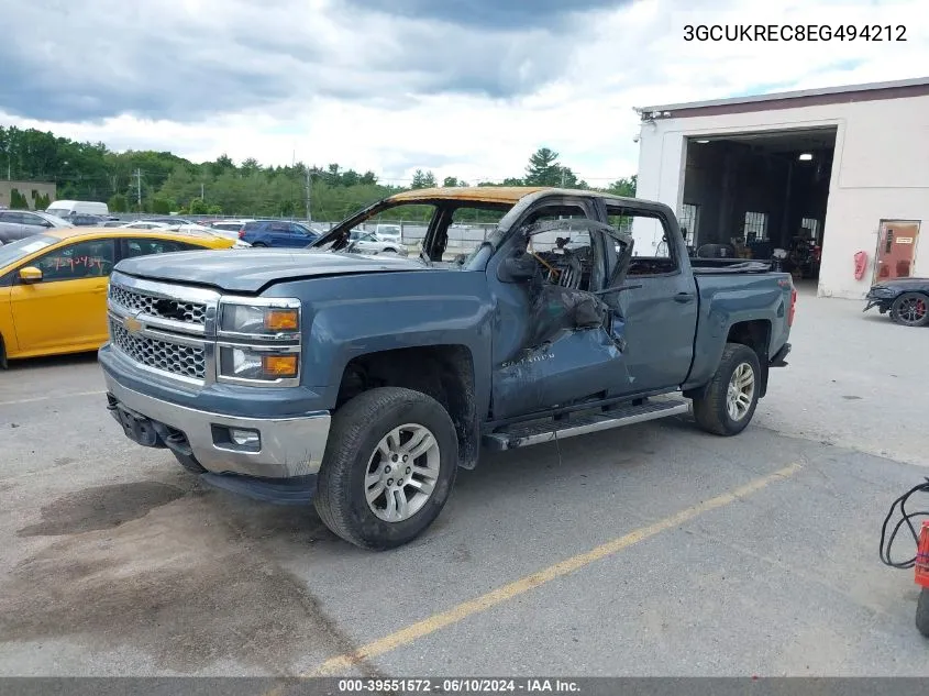 2014 Chevrolet Silverado 1500 1Lt/2Lt VIN: 3GCUKREC8EG494212 Lot: 39551572