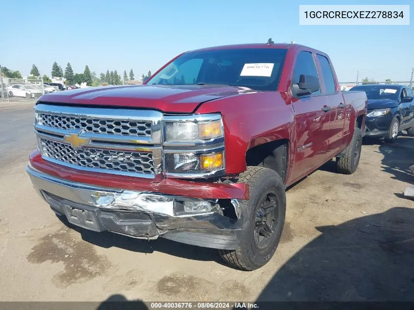 2014 Chevrolet Silverado 1500 1Lt VIN: 1GCRCRECXEZ278834 Lot: 40036776