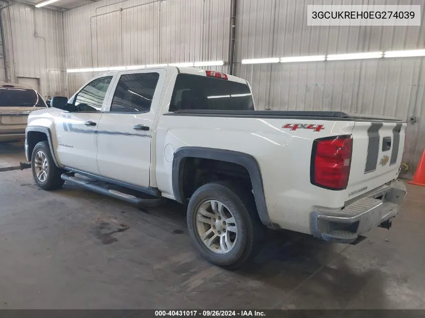 2014 Chevrolet Silverado 1500 1Lt/2Lt VIN: 3GCUKREH0EG274039 Lot: 40431017