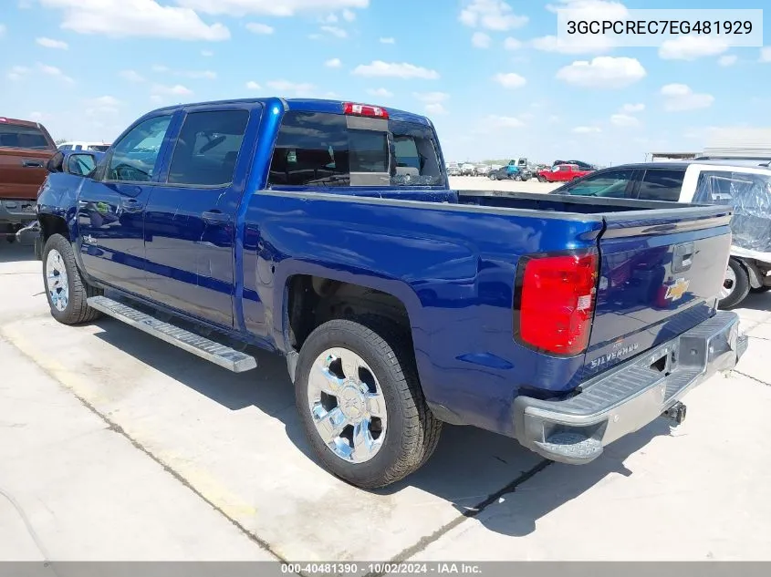 2014 Chevrolet Silverado 1500 1Lt VIN: 3GCPCREC7EG481929 Lot: 40481390