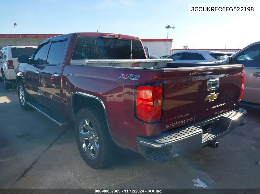 2014 Chevrolet Silverado 1500 2Lt VIN: 3GCUKREC6EG522198 Lot: 40837309