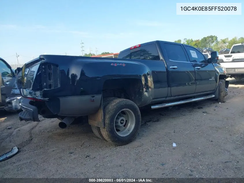 2015 Chevrolet Silverado 3500Hd Ltz VIN: 1GC4K0E85FF520078 Lot: 39820003