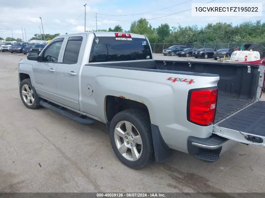 2015 Chevrolet Silverado 1500 1Lt VIN: 1GCVKREC1FZ195022 Lot: 40039126