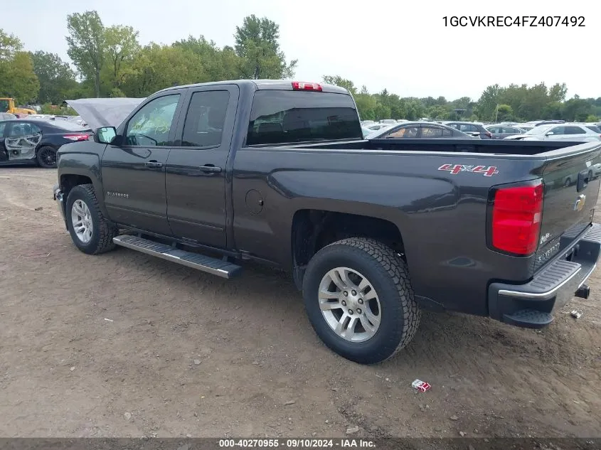 2015 Chevrolet Silverado K1500 Lt VIN: 1GCVKREC4FZ407492 Lot: 40270955