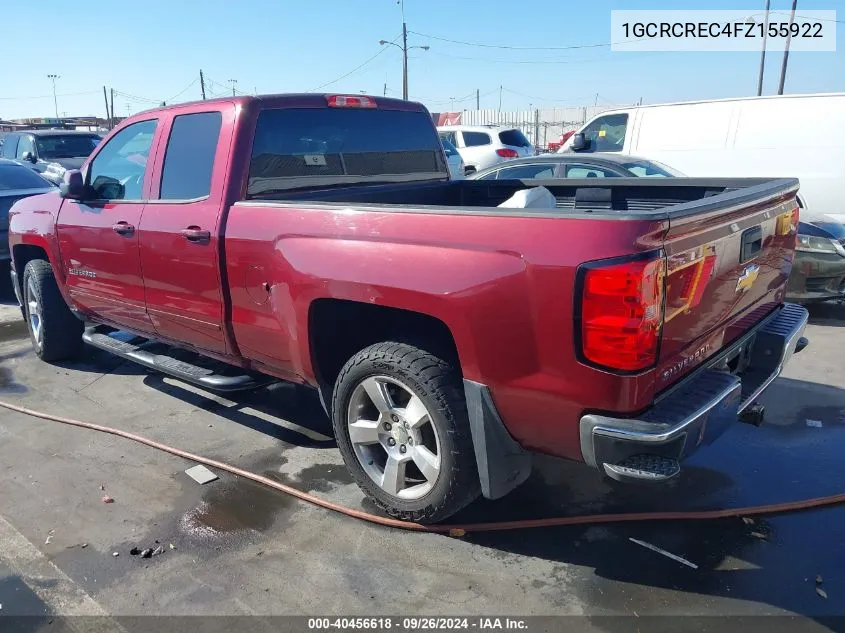 2015 Chevrolet Silverado 1500 1Lt VIN: 1GCRCREC4FZ155922 Lot: 40456618