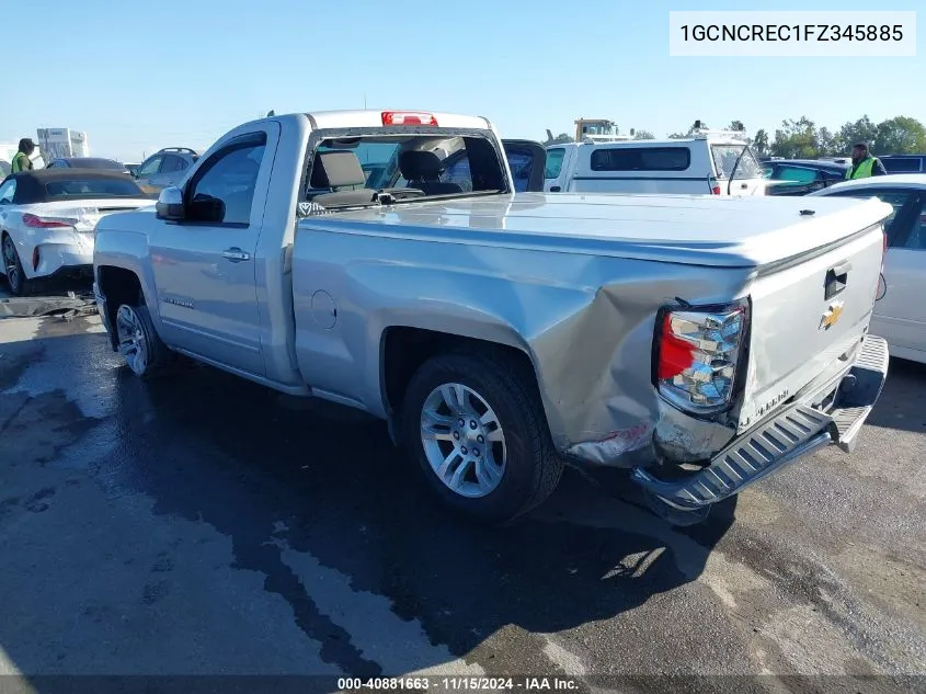 2015 Chevrolet Silverado 1500 1Lt VIN: 1GCNCREC1FZ345885 Lot: 40881663