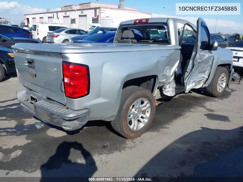 2015 Chevrolet Silverado 1500 1Lt VIN: 1GCNCREC1FZ345885 Lot: 40881663