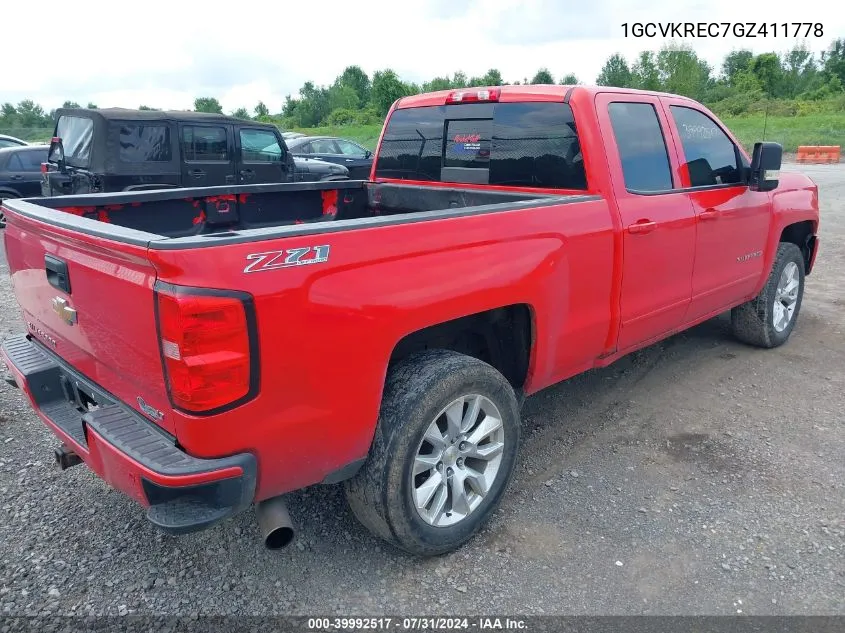 2016 Chevrolet Silverado 1500 2Lt VIN: 1GCVKREC7GZ411778 Lot: 39992517