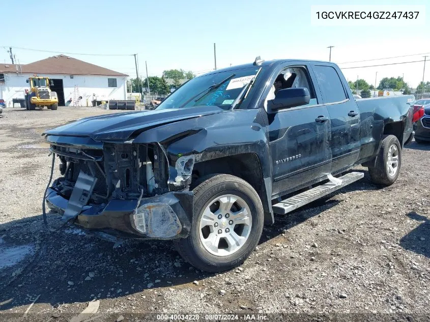 2016 Chevrolet Silverado 1500 2Lt VIN: 1GCVKREC4GZ247437 Lot: 40034228