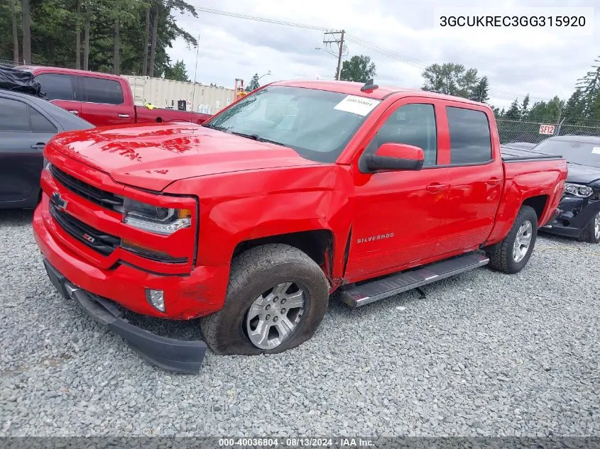 2016 Chevrolet Silverado 1500 2Lt VIN: 3GCUKREC3GG315920 Lot: 40036804