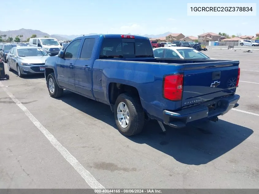 2016 Chevrolet Silverado 1500 1Lt VIN: 1GCRCREC2GZ378834 Lot: 40044165