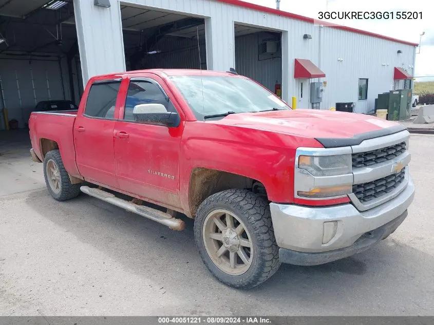 2016 Chevrolet Silverado 1500 1Lt VIN: 3GCUKREC3GG155201 Lot: 40051221