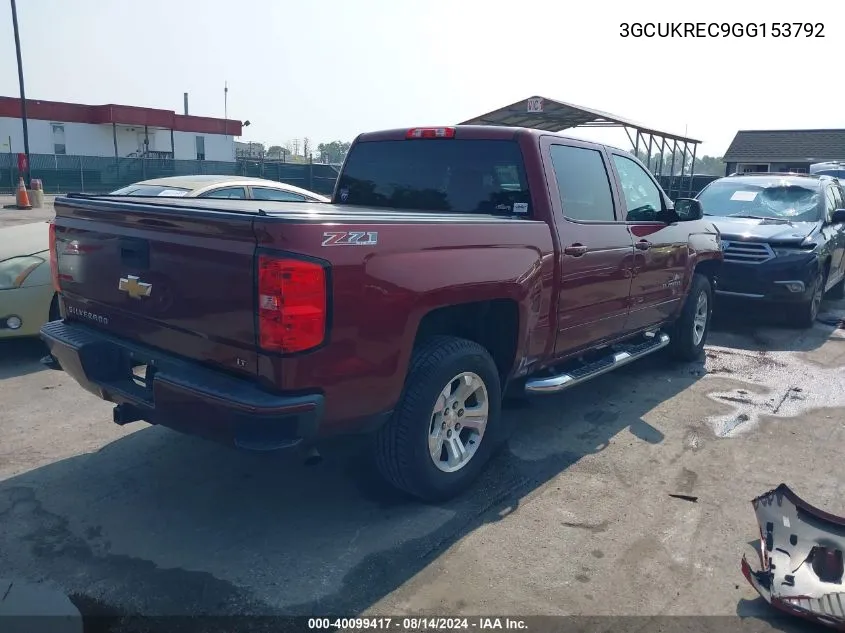 2016 Chevrolet Silverado 1500 2Lt VIN: 3GCUKREC9GG153792 Lot: 40099417