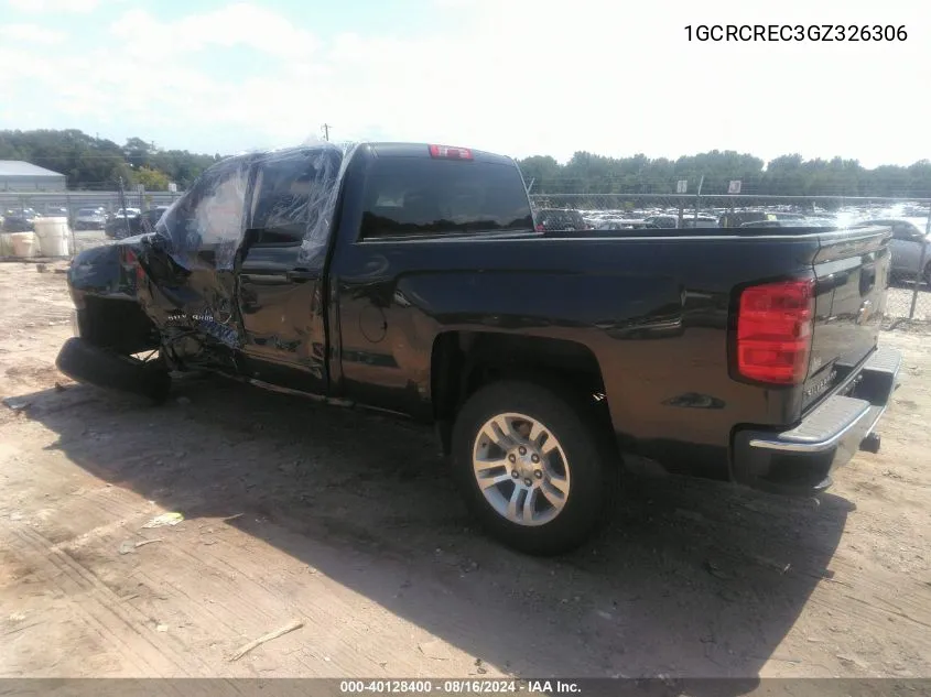 2016 Chevrolet Silverado 1500 1Lt VIN: 1GCRCREC3GZ326306 Lot: 40128400