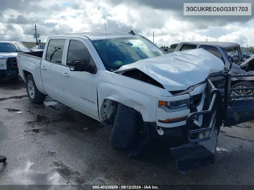 2016 Chevrolet Silverado K1500 Lt VIN: 3GCUKREC6GG381703 Lot: 40335659