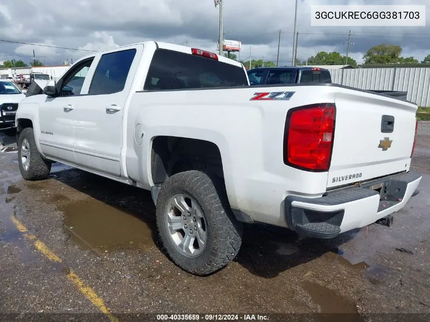 3GCUKREC6GG381703 2016 Chevrolet Silverado K1500 Lt