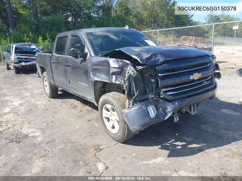 2016 Chevrolet Silverado K1500 Lt VIN: 3GCUKREC6GG150378 Lot: 40364889