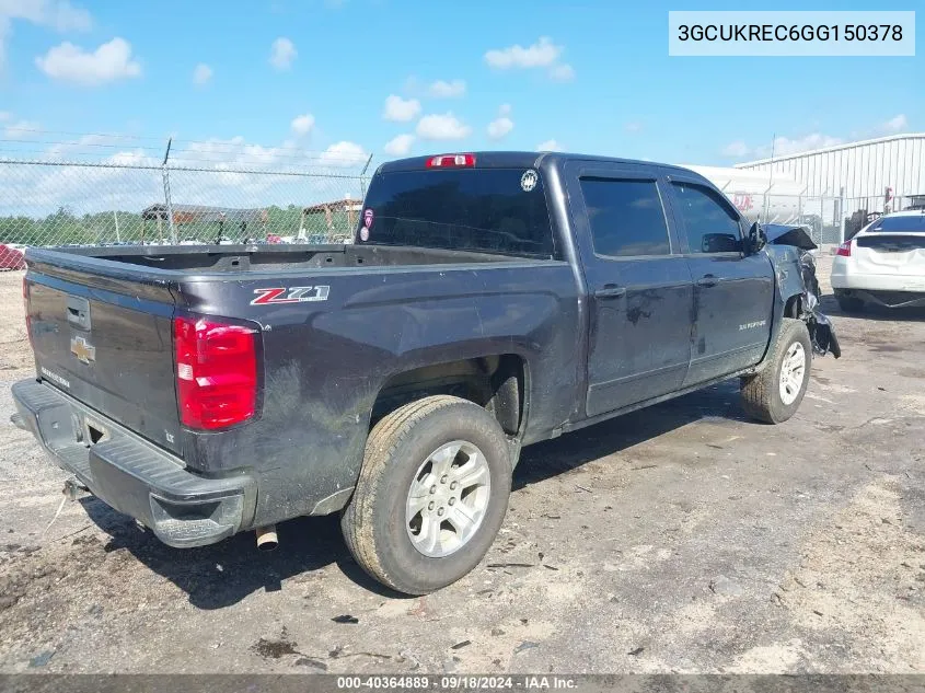 2016 Chevrolet Silverado K1500 Lt VIN: 3GCUKREC6GG150378 Lot: 40364889