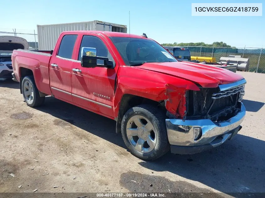 2016 Chevrolet Silverado 1500 1Lz VIN: 1GCVKSEC6GZ418759 Lot: 40377187