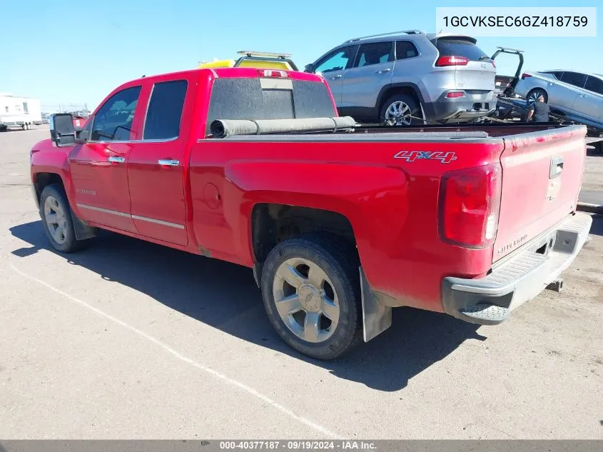 2016 Chevrolet Silverado 1500 1Lz VIN: 1GCVKSEC6GZ418759 Lot: 40377187