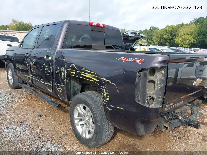 2016 Chevrolet Silverado 1500 1Lt VIN: 3GCUKREC7GG321123 Lot: 40400504