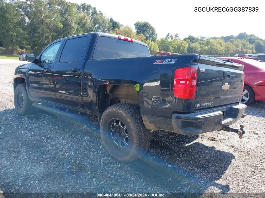 2016 Chevrolet Silverado 1500 2Lt VIN: 3GCUKREC6GG387839 Lot: 40410541