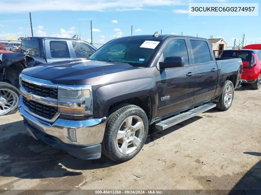 2016 Chevrolet Silverado 1500 1Lt VIN: 3GCUKREC6GG274957 Lot: 40413268