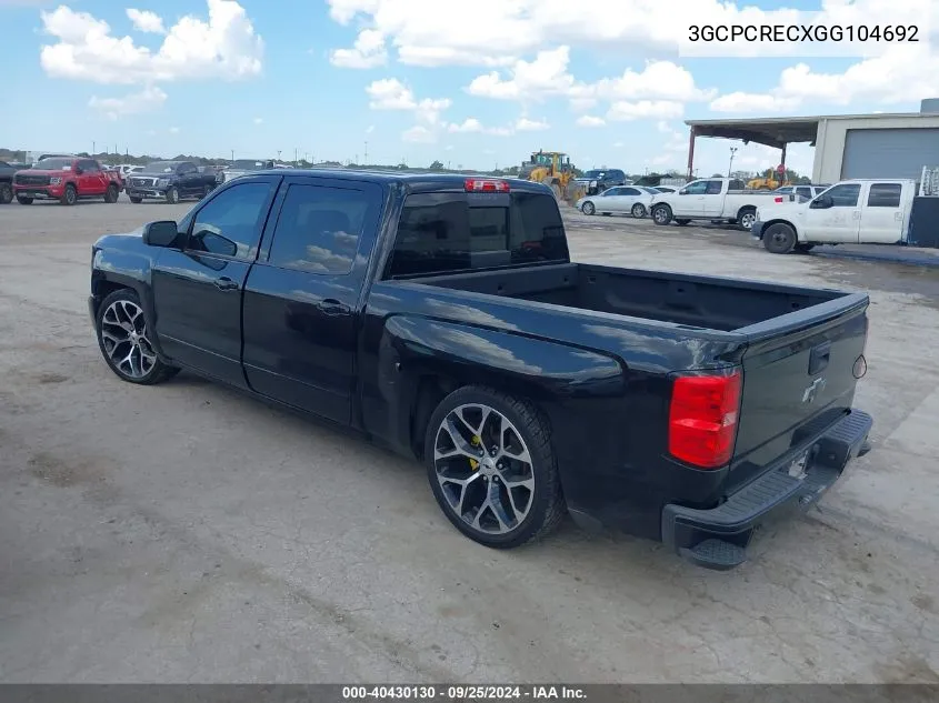 3GCPCRECXGG104692 2016 Chevrolet Silverado 1500 1Lt