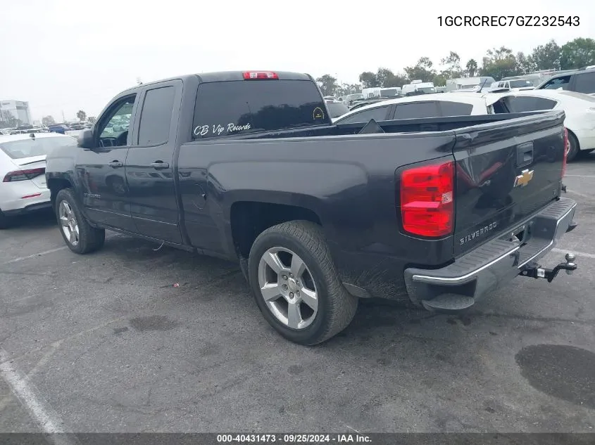 2016 Chevrolet Silverado 1500 1Lt VIN: 1GCRCREC7GZ232543 Lot: 40431473