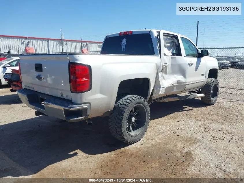 3GCPCREH2GG193136 2016 Chevrolet Silverado 1500 1Lt