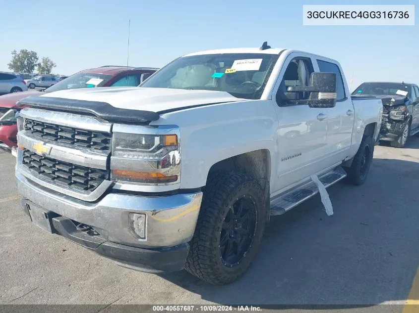 2016 Chevrolet Silverado K1500 Lt VIN: 3GCUKREC4GG316736 Lot: 40557687