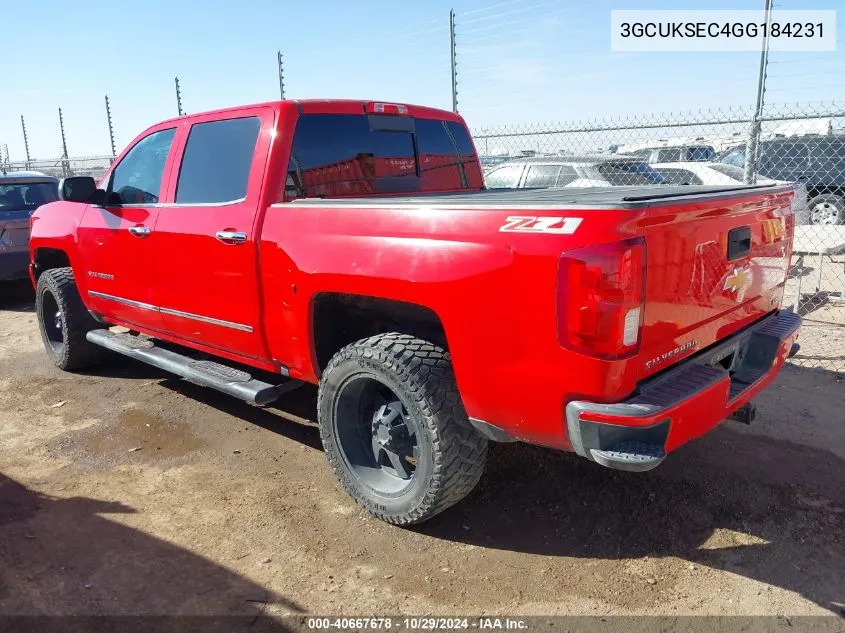 2016 Chevrolet Silverado 1500 2Lz VIN: 3GCUKSEC4GG184231 Lot: 40667678