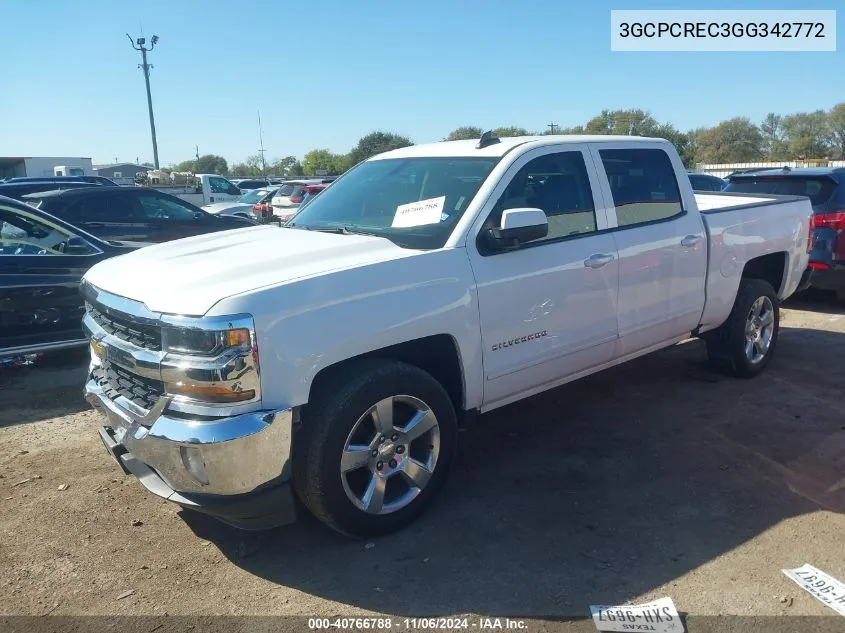 2016 Chevrolet Silverado 1500 1Lt VIN: 3GCPCREC3GG342772 Lot: 40766788