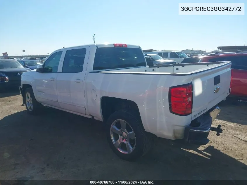 2016 Chevrolet Silverado 1500 1Lt VIN: 3GCPCREC3GG342772 Lot: 40766788