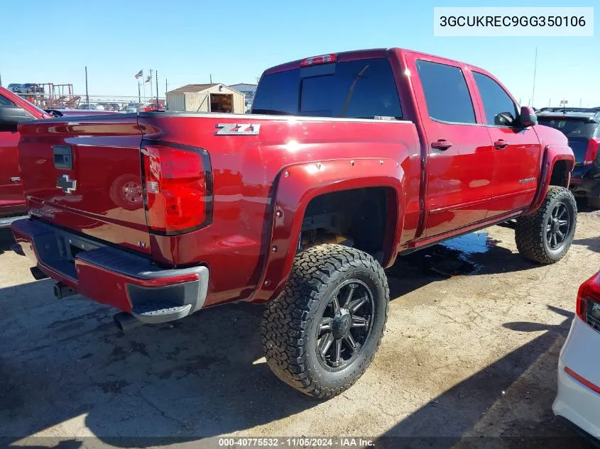 2016 Chevrolet Silverado 1500 2Lt VIN: 3GCUKREC9GG350106 Lot: 40775532