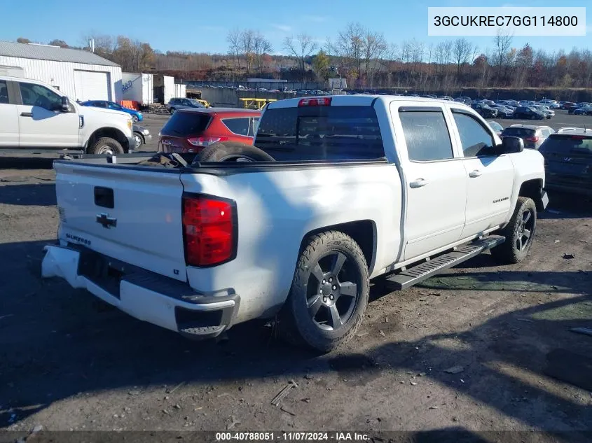 2016 Chevrolet Silverado 1500 2Lt VIN: 3GCUKREC7GG114800 Lot: 40788051