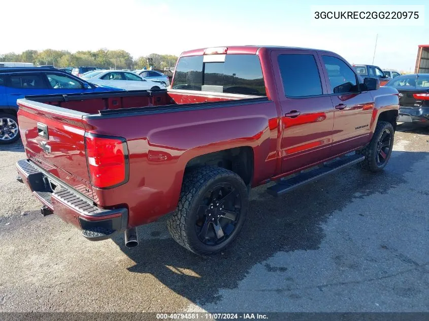 2016 Chevrolet Silverado 1500 2Lt VIN: 3GCUKREC2GG220975 Lot: 40794581