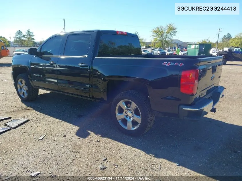 2016 Chevrolet Silverado 1500 1Lt VIN: 3GCUKREC2GG244418 Lot: 40823194