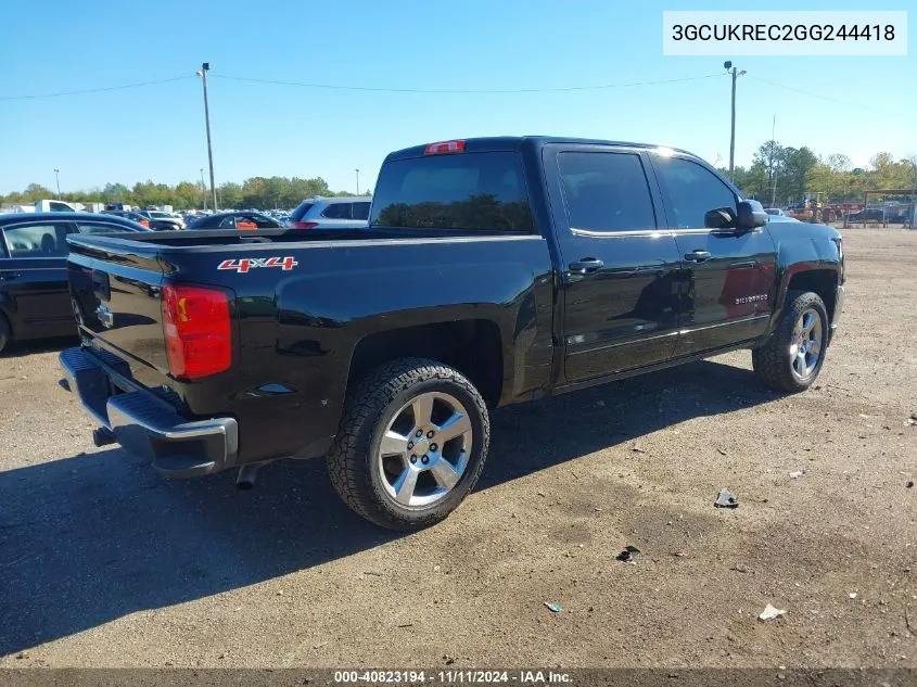 2016 Chevrolet Silverado 1500 1Lt VIN: 3GCUKREC2GG244418 Lot: 40823194