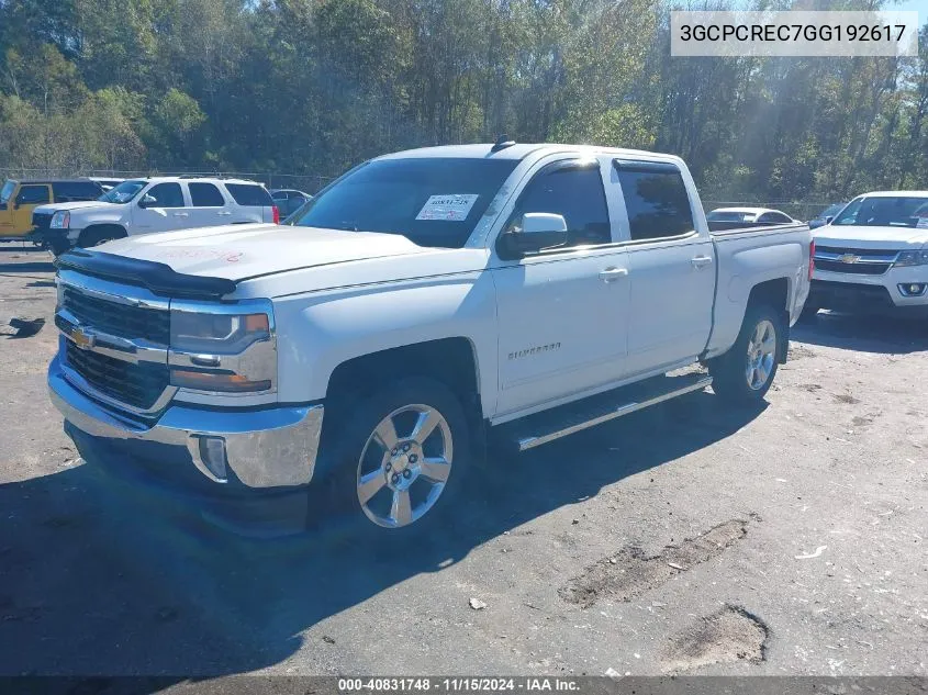 2016 Chevrolet Silverado 1500 1Lt VIN: 3GCPCREC7GG192617 Lot: 40831748