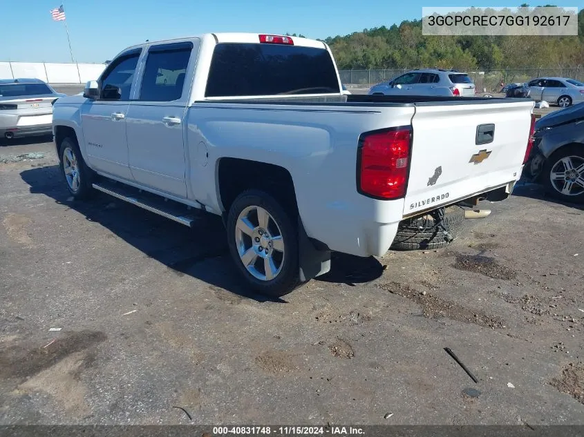 2016 Chevrolet Silverado 1500 1Lt VIN: 3GCPCREC7GG192617 Lot: 40831748