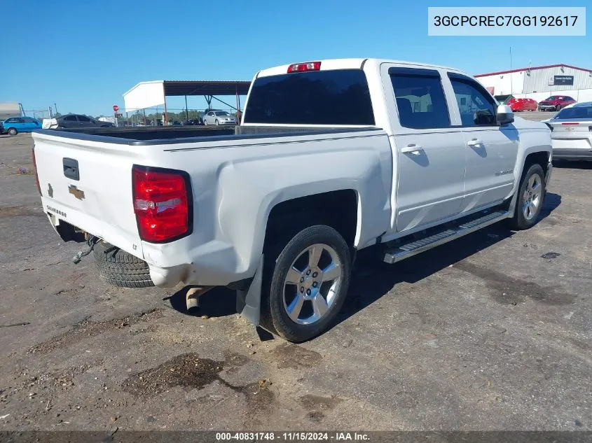 2016 Chevrolet Silverado 1500 1Lt VIN: 3GCPCREC7GG192617 Lot: 40831748