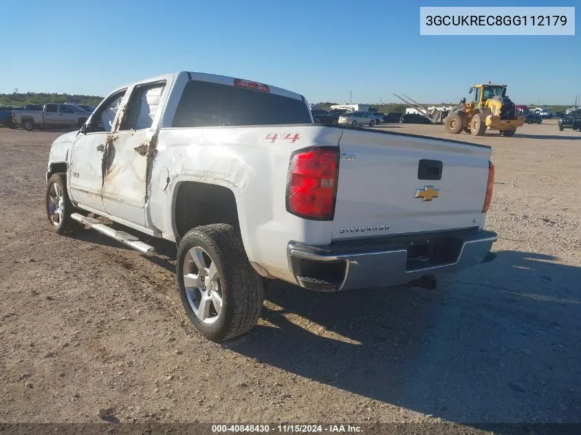 2016 Chevrolet Silverado K1500 Lt VIN: 3GCUKREC8GG112179 Lot: 40848430