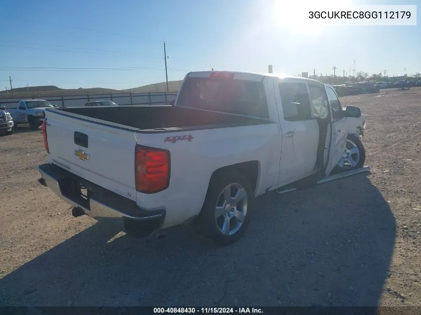 2016 Chevrolet Silverado K1500 Lt VIN: 3GCUKREC8GG112179 Lot: 40848430